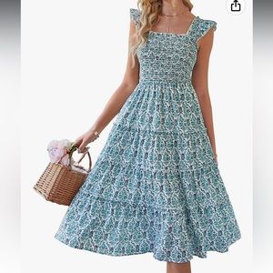 Shein Smocked Floral Print Sundress Medium